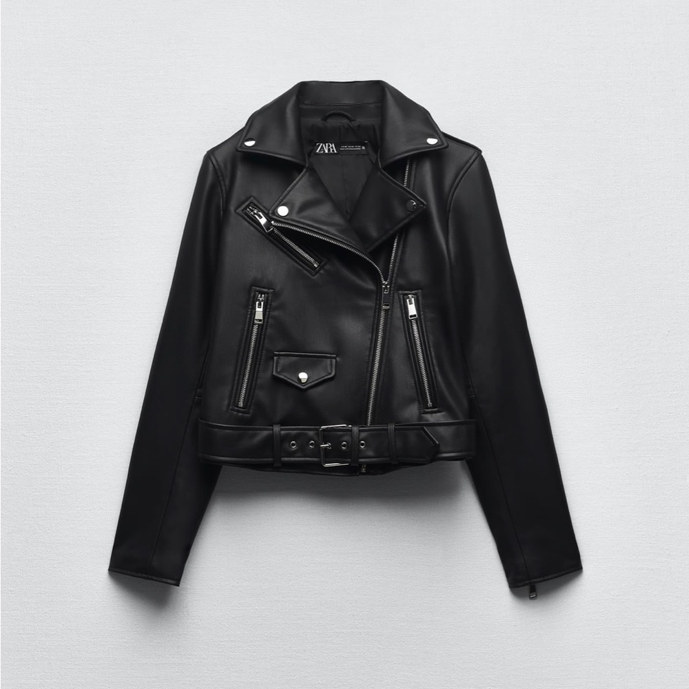 Zara Faux Leather Biker Jacket XXL